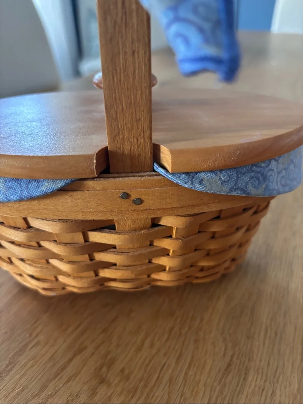 Longaberger Blue Accented Wooden Basket with Star Charm